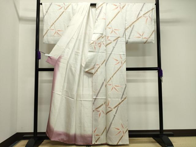 平和屋着物●上質な小紋　絞り　笹竹文　正絹　逸品　CABA1374gh