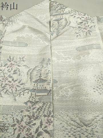 平和屋着物●本場大島紬　白大島　風景花文　正絹　逸品　CABA1381gh