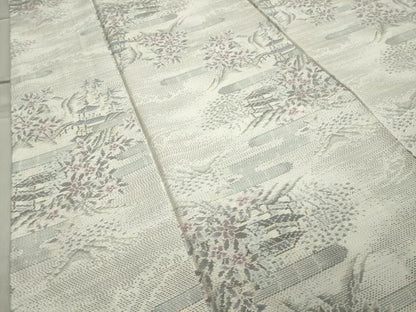 平和屋着物●本場大島紬　白大島　風景花文　正絹　逸品　CABA1381gh
