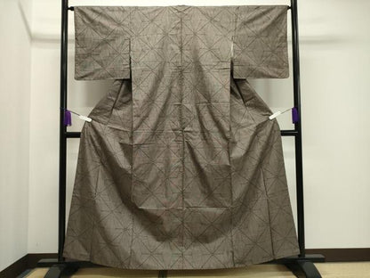 平和屋着物●本場大島紬 9マルキ 麻の葉文様 正絹 逸品 CABA1382gh