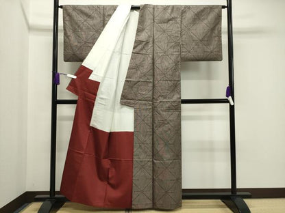 平和屋着物●本場大島紬 9マルキ 麻の葉文様 正絹 逸品 CABA1382gh