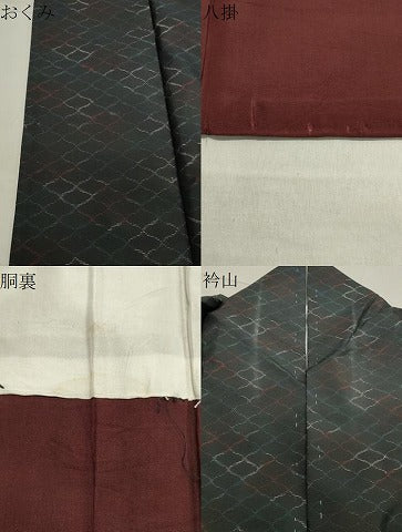 平和屋着物●本場大島紬　網目文様　反端付き　正絹　逸品　CABA1396gh