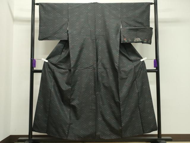 平和屋着物●本場大島紬　網目文様　反端付き　正絹　逸品　CABA1396gh