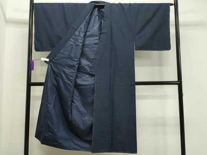 平和屋着物●男性　紬　髭紬羽織セット　漆黒色　正絹　逸品　未使用　CABA1406gh