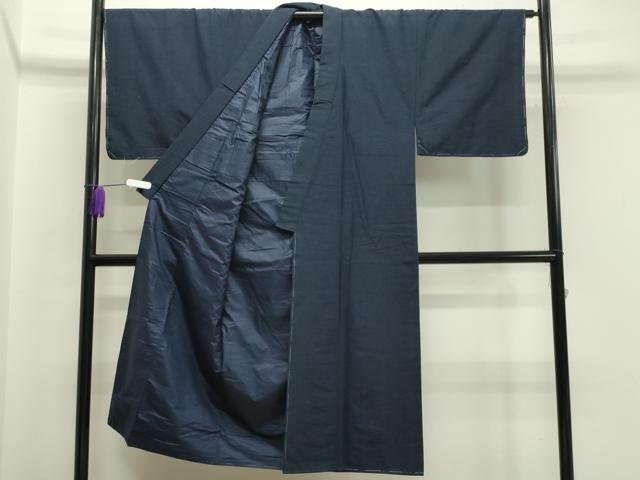 平和屋着物●男性　紬　髭紬羽織セット　漆黒色　正絹　逸品　未使用　CABA1406gh