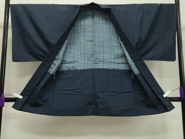 平和屋着物●男性　紬　髭紬羽織セット　漆黒色　正絹　逸品　未使用　CABA1406gh