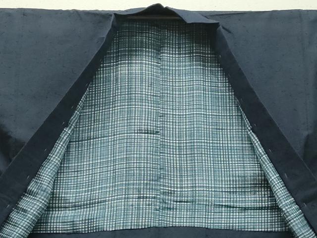 平和屋着物●男性　紬　髭紬羽織セット　漆黒色　正絹　逸品　未使用　CABA1406gh