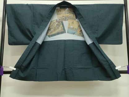 平和屋着物●男性　紬　髭紬羽織セット　褐返色　正絹　逸品　CABA1407gh
