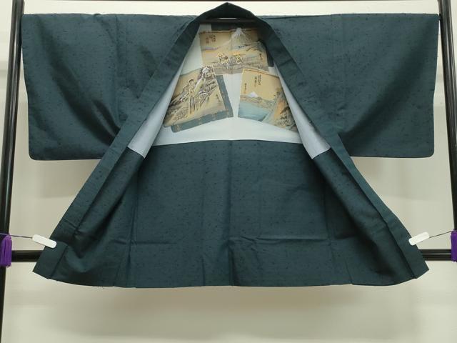 平和屋着物●男性　紬　髭紬羽織セット　褐返色　正絹　逸品　CABA1407gh