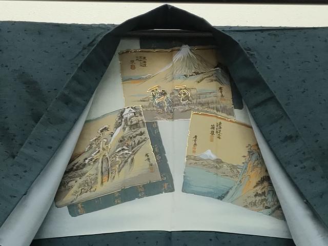 平和屋着物●男性　紬　髭紬羽織セット　褐返色　正絹　逸品　CABA1407gh