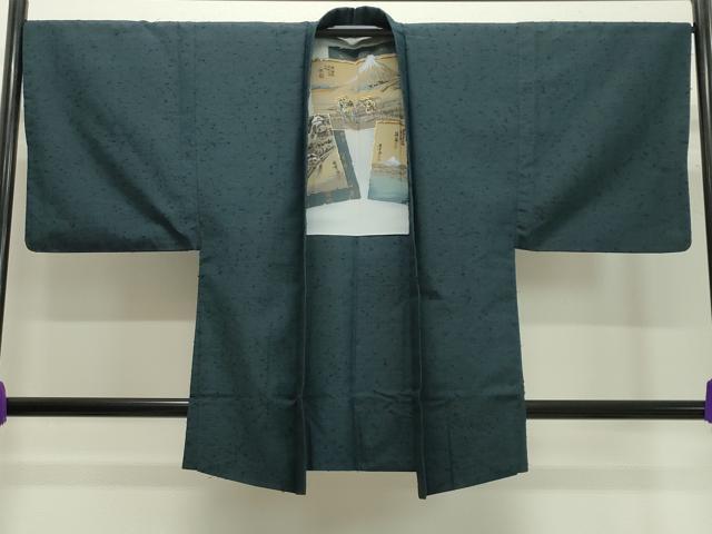 平和屋着物●男性　紬　髭紬羽織セット　褐返色　正絹　逸品　CABA1407gh