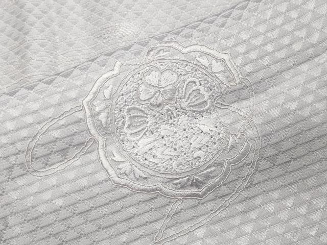 平和屋着物●中国三大刺繍　スワトウ刺繍　長襦袢　無双仕立て　鳳凰花文　薄梅鼠色　正絹　逸品　未使用　CABA1437gh