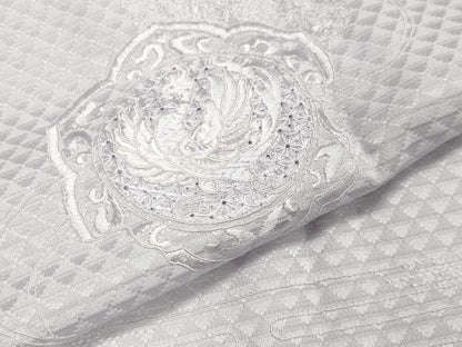 平和屋着物●中国三大刺繍　スワトウ刺繍　長襦袢　無双仕立て　鳳凰花文　薄梅鼠色　正絹　逸品　未使用　CABA1437gh