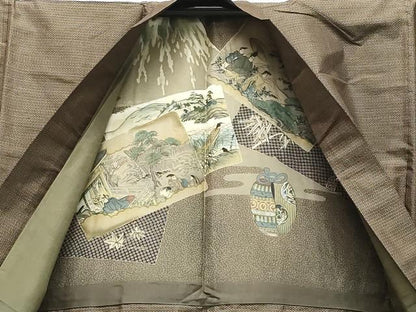 平和屋着物●男性 本場大島紬 アンサンブル 80亀甲 総詰め 正絹 逸品 CABA1448gh