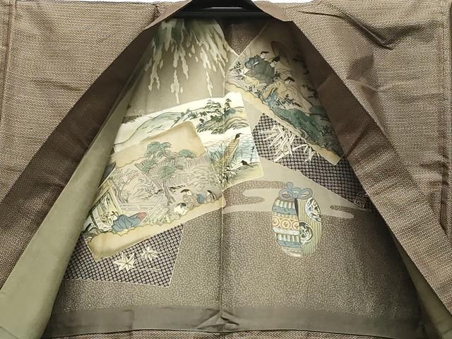 平和屋着物●男性 本場大島紬 アンサンブル 80亀甲 総詰め 正絹 逸品 CABA1448gh