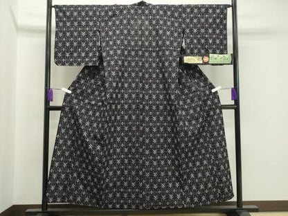 平和屋着物●久留米絣　単衣　吉祥文　証紙付き　綿　逸品　CABA1451gh