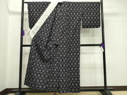 平和屋着物●久留米絣　単衣　吉祥文　証紙付き　綿　逸品　CABA1451gh