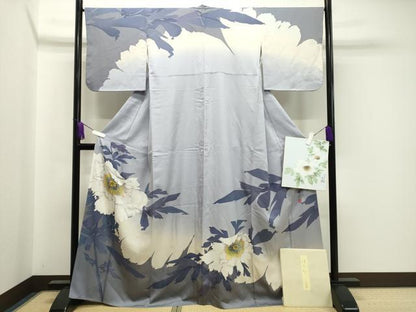 平和屋着物●京の匠日展作家　丹下雄介　訪問着　牡丹　シルエット　暈し染め　色紙付き　正絹　逸品　CABA1458gh