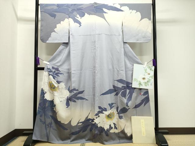 平和屋着物●京の匠日展作家　丹下雄介　訪問着　牡丹　シルエット　暈し染め　色紙付き　正絹　逸品　CABA1458gh