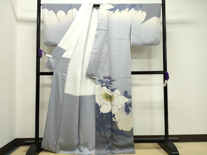 平和屋着物●京の匠日展作家　丹下雄介　訪問着　牡丹　シルエット　暈し染め　色紙付き　正絹　逸品　CABA1458gh