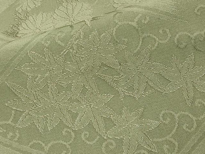 平和屋着物●上質な色無地 菱花唐草地紋 柳染色 正絹 逸品 CABA1481gh