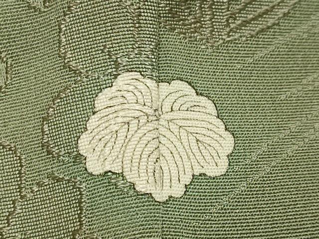 平和屋着物●上質な色無地 菱花唐草地紋 柳染色 正絹 逸品 CABA1481gh