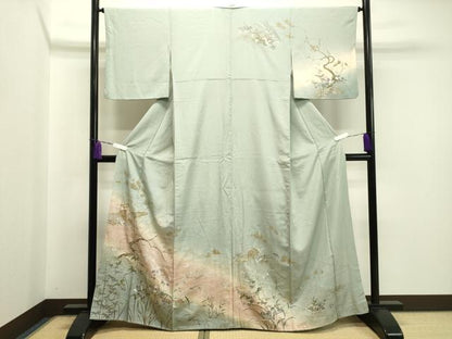 平和屋着物●訪問着　立波花鳥文　暈し染め　金彩　正絹　逸品　CABA1482gh