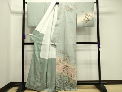 平和屋着物●訪問着　立波花鳥文　暈し染め　金彩　正絹　逸品　CABA1482gh