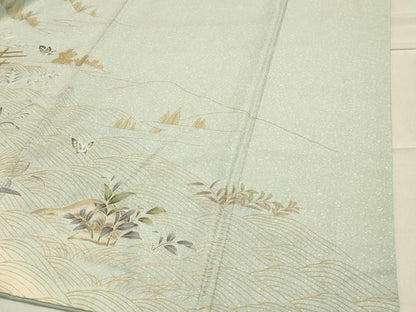 平和屋着物●訪問着　立波花鳥文　暈し染め　金彩　正絹　逸品　CABA1482gh