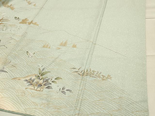 平和屋着物●訪問着　立波花鳥文　暈し染め　金彩　正絹　逸品　CABA1482gh