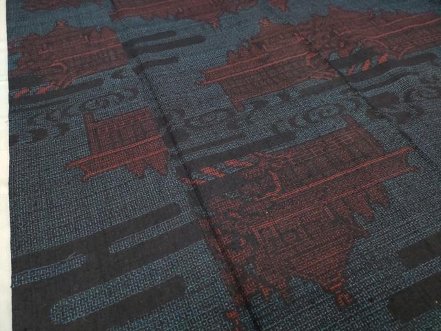 平和屋着物●本場結城紬　重要無形文化財　80亀甲　エ霞風景文　そごう百貨店扱い　正絹　逸品　CABA1498gh
