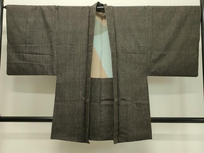 平和屋着物●男性 紬 アンサンブル 縞 正絹 逸品 CABA1500gh