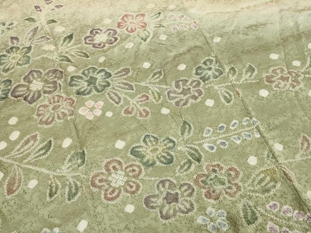 平和屋着物●訪問着 絞り 枝花文 暈し染め 正絹 逸品 CABA1514gh