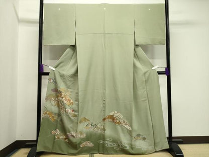 平和屋着物●豪華色留袖　駒刺繍　鳳凰枝松花文　暈し染め　金彩　正絹　逸品　CABA1517gh