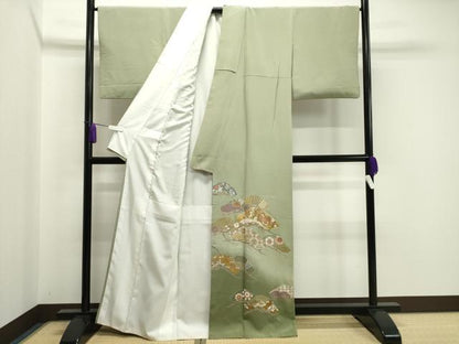 平和屋着物●豪華色留袖　駒刺繍　鳳凰枝松花文　暈し染め　金彩　正絹　逸品　CABA1517gh