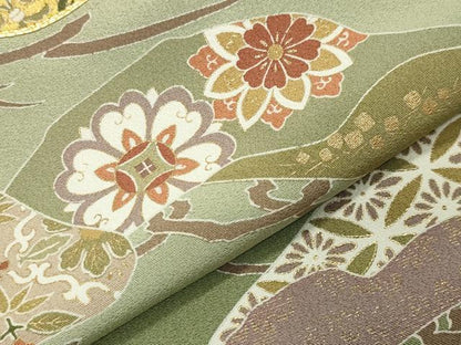 平和屋着物●豪華色留袖　駒刺繍　鳳凰枝松花文　暈し染め　金彩　正絹　逸品　CABA1517gh
