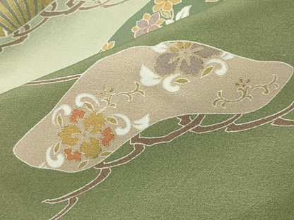 平和屋着物●豪華色留袖　駒刺繍　鳳凰枝松花文　暈し染め　金彩　正絹　逸品　CABA1517gh