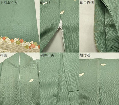 平和屋着物●訪問着　駒刺繍　流水草花文　金彩　正絹　逸品　CABA1525gh
