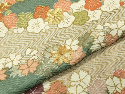 平和屋着物●訪問着　駒刺繍　流水草花文　金彩　正絹　逸品　CABA1525gh