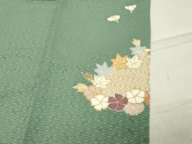 平和屋着物●訪問着　駒刺繍　流水草花文　金彩　正絹　逸品　CABA1525gh