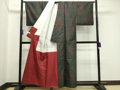 平和屋着物●本場大島紬　枝花文　正絹　逸品　CABA1528gh