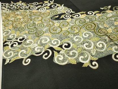 平和屋着物●豪華黒留袖 駒刺繍 唐草文 金彩 正絹 逸品 CABA1529gh