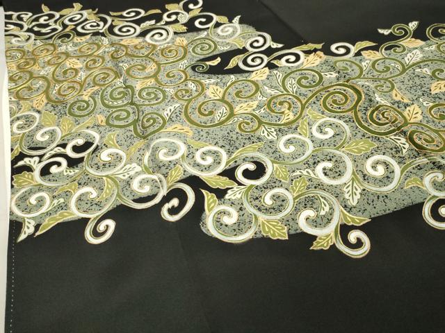 平和屋着物●豪華黒留袖 駒刺繍 唐草文 金彩 正絹 逸品 CABA1529gh