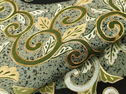 平和屋着物●豪華黒留袖 駒刺繍 唐草文 金彩 正絹 逸品 CABA1529gh