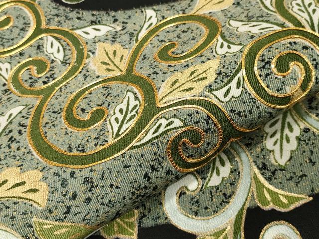 平和屋着物●豪華黒留袖 駒刺繍 唐草文 金彩 正絹 逸品 CABA1529gh