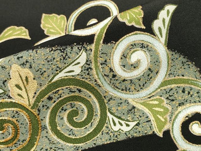 平和屋着物●豪華黒留袖 駒刺繍 唐草文 金彩 正絹 逸品 CABA1529gh