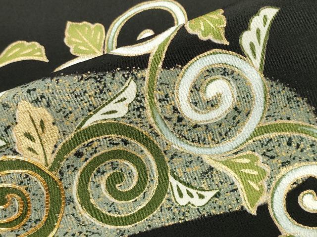 平和屋着物●豪華黒留袖 駒刺繍 唐草文 金彩 正絹 逸品 CABA1529gh