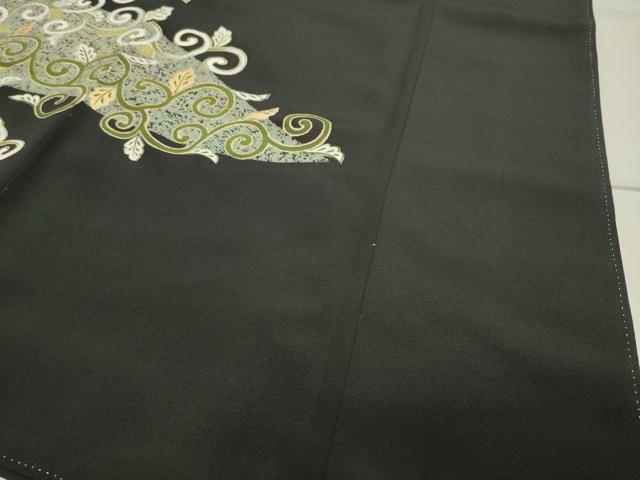 平和屋着物●豪華黒留袖 駒刺繍 唐草文 金彩 正絹 逸品 CABA1529gh