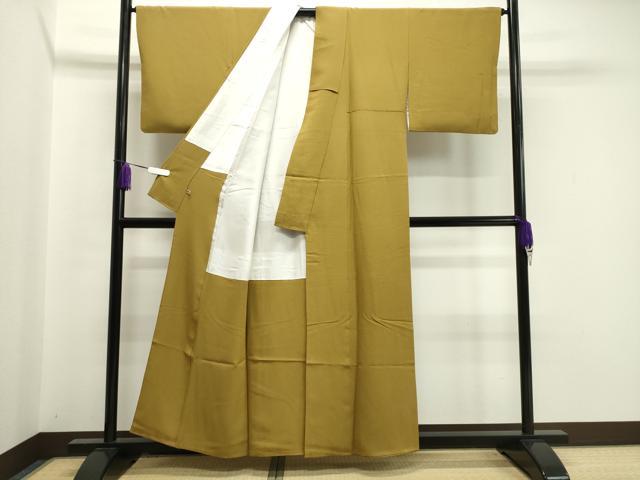 平和屋着物○上質な色無地 山吹茶色 さが美扱い 正絹 逸品 CABA1530gh