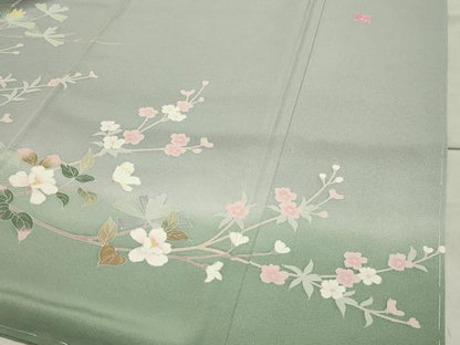 平和屋着物●訪問着　友禅　作家物　枝花文　暈し染め　正絹　逸品　未使用　CABA1533gh